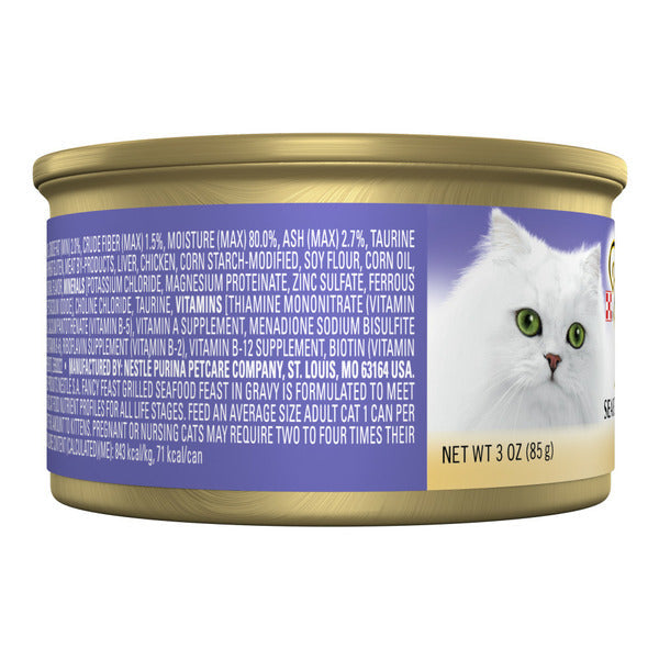 Purina Fancy Feast Grilled Wet Cat Food Seafood Feast in Wet Cat Food Gravy DestGlow
