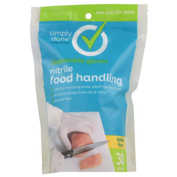 Simply Done One Size Fits Most Latex Free Nitrile Food Handling Disposable Gloves