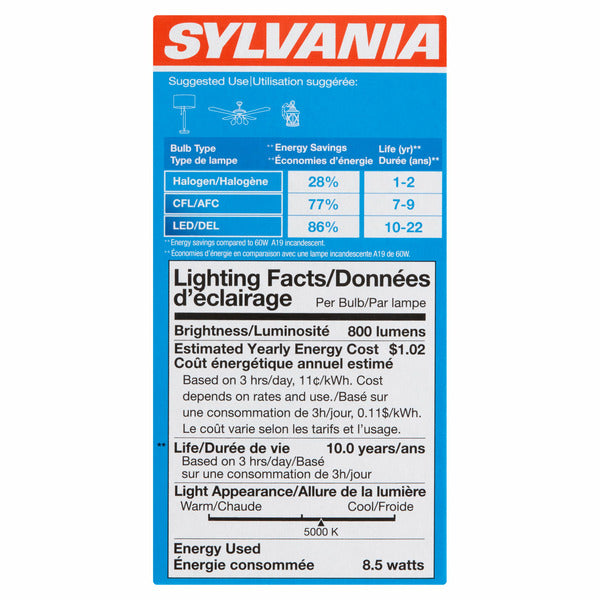 SYLVANIA 60 W Daylight Led A19 Bulbs