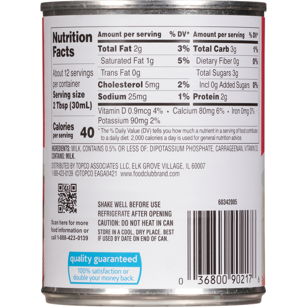 Food Club Milk, Evaporated