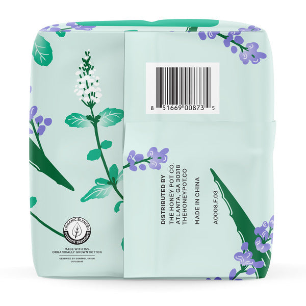 The Honey Pot Company 100% Organic Cotton Cover Cooling Herbal Infusion Regular Liners