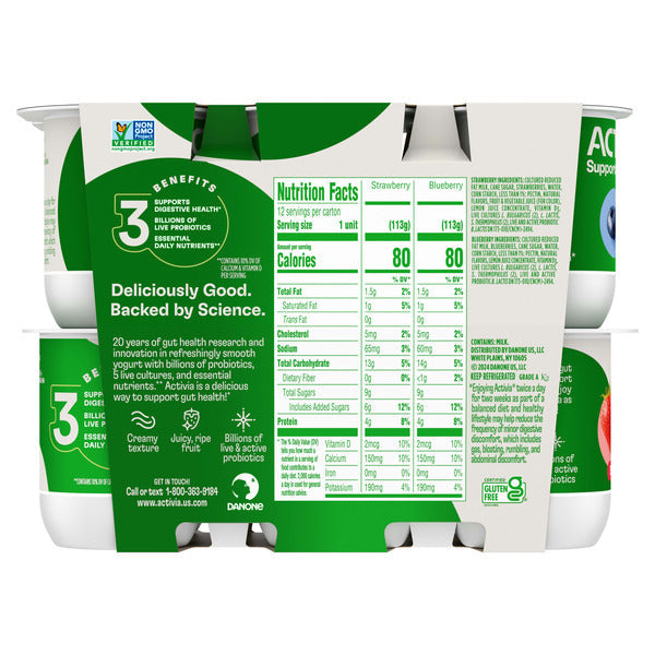 Activia Probiotic Blended Lowfat Yogurt Strawberry & Blueberry
