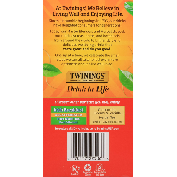 Twinings Black Tea, Pure, English Breakfast, Decaffeinated, Tea Bags, Value Pack