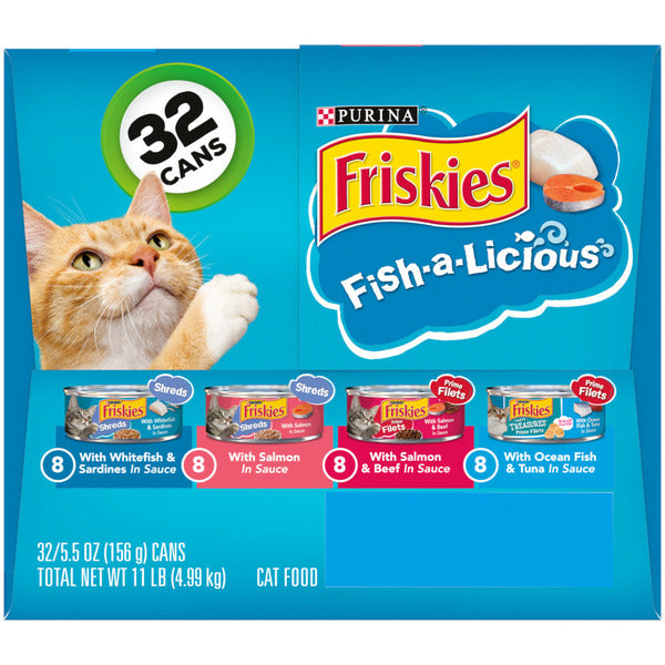 Purina Friskies Wet Cat Food , Fish-A-Licious Shreds, Prime Filets & Tasty Treasures