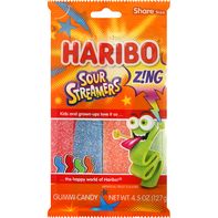 HARIBO Gummi Candy, Sour Streamers, Share Size