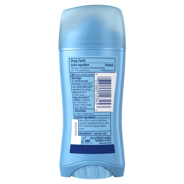 Secret Invisible Solid Antiperspirant and Deodorant, Shower Fresh
