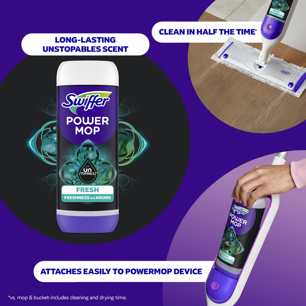 Swiffer PowerMop Floor Cleaning Solution with Unstopables Fresh Scent