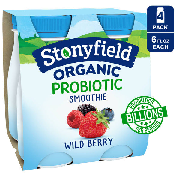 Stonyfield Organic Probiotic Wild Berry Lowfat Yogurt Smoothies