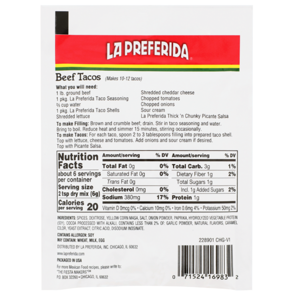 La Preferida Taco Seasoning (Mix)