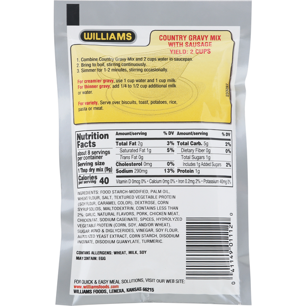 Williams Country Gravy Mix, Sausage Flavored