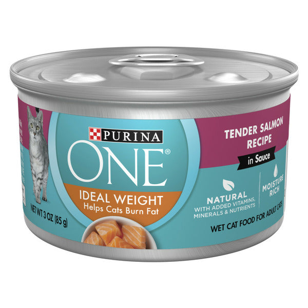 Purina ONE Natural Weight Control Wet Cat Food, Ideal Weight Tender Salmon Recipe DestGlow