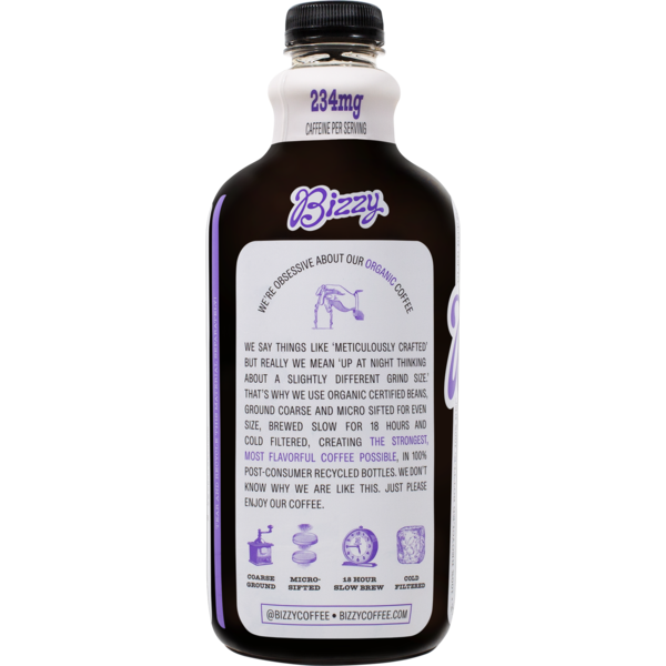 Bizzy Cold Brew Organic Cold Brew Coffee, Italian Roast, Unsweetened