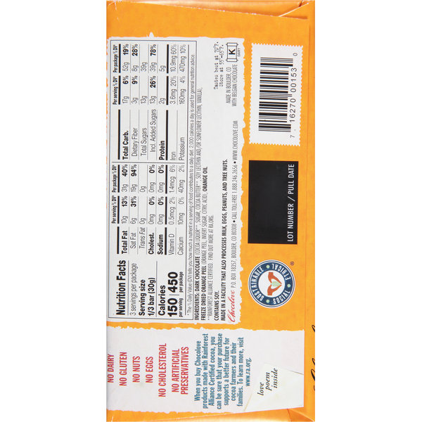 Chocolove Orange Peel, in Dark Chocolate, 55% Cocoa
