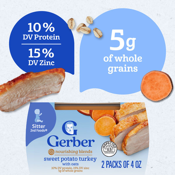 Gerber Sweet Potato & Turkey With Whole Grains Nutritious Dinner 2nd Foods