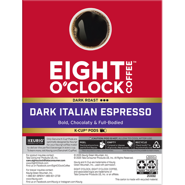 Eight O’Clock K-Cup Pods Ground Arabica Dark Roast Dark Italian Espresso Coffee DestGlow
