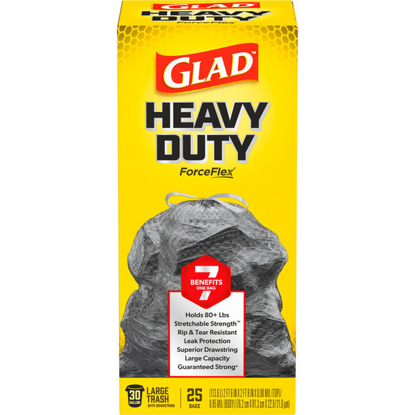 Glad ForceFlex Heavy Duty Large Drawstring Trash Bags, Hold 80+ Pounds, 30 Gallon