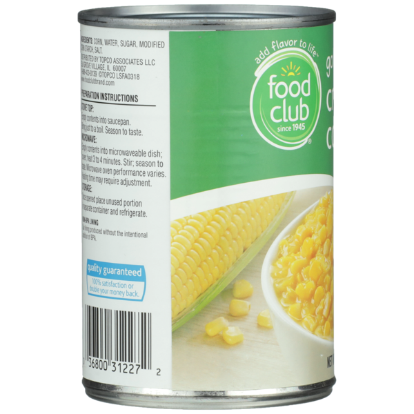 Food Club Cream Style Golden Sweet Corn