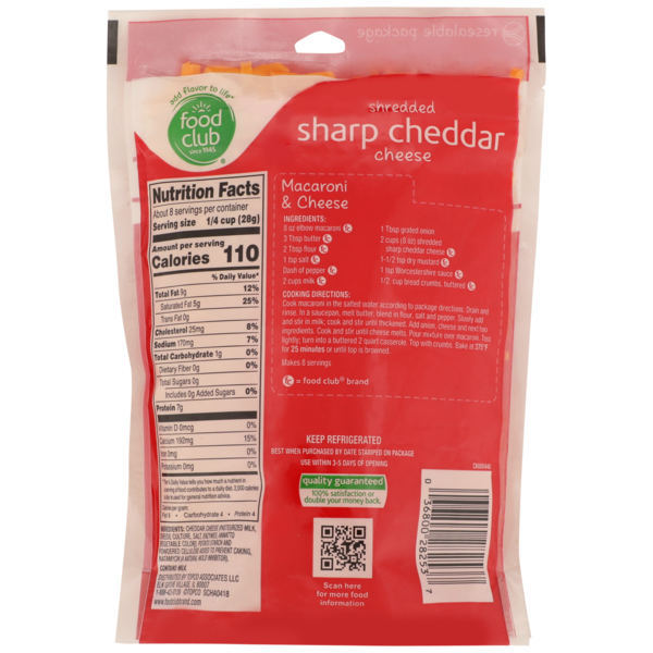 Food Club Sharp Cheddar Shredded Cheese