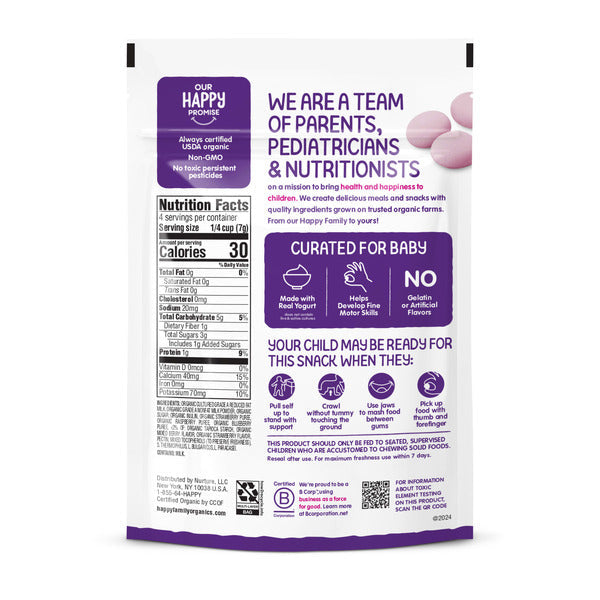 Happy Baby Organics Yogis Freeze-Dried Yogurt & Fruit Snacks Mixed Berry