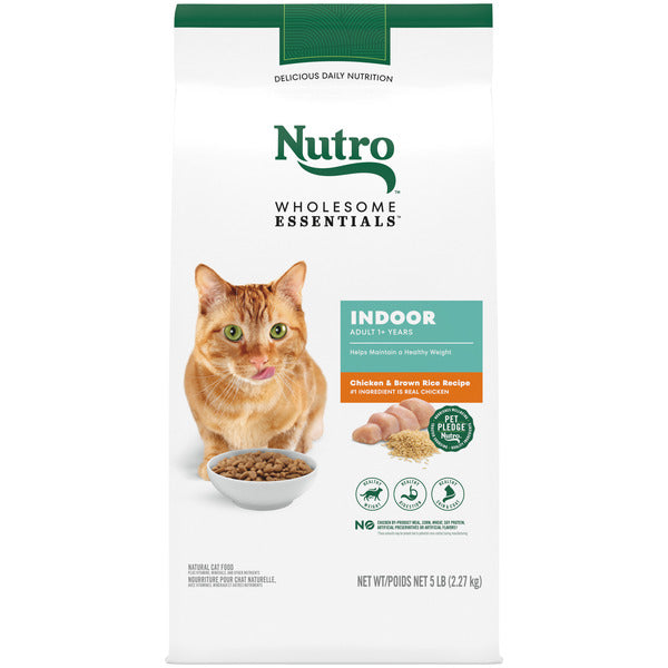 NUTRO Wholesome Essentials Indoor Dry Cat Food, Chicken & Brown Rice Recipe, 5 lbs.