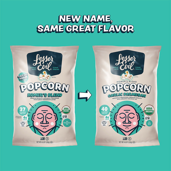 LesserEvil Organic Popcorn, Garlic Parmesan