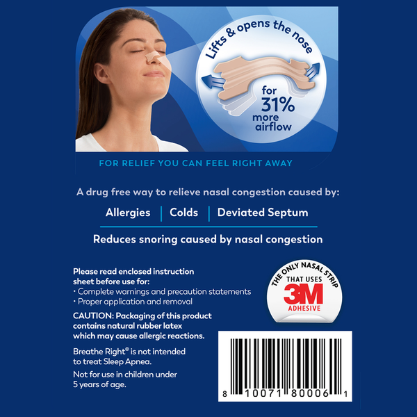 Breathe Right Nasal Strips, Small/Medium, Tan