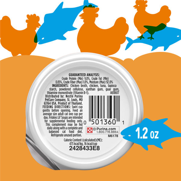 Purina Friskies Natural, Grain Free Lickable Cat Treats Lil’ Soups With Tuna in Chicken Broth