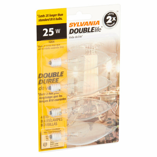 Sylvania Double Life 25w Small Base B10 Bulbs