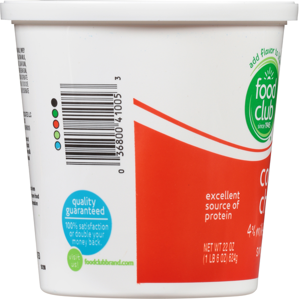 Food Club Cottage Cheese, Small Curd, 4% Milkfat Minimum