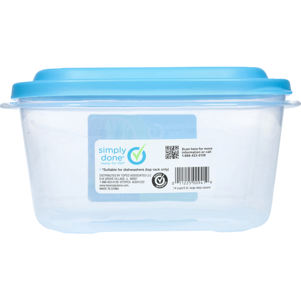 Simply Done Container & Lid, Durable, Large Deep Square, 14 Cup