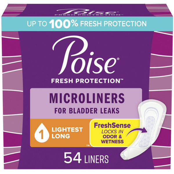 Poise Microliners, Incontinence Liners, 1 Drop Lightest Absorbency, Regular