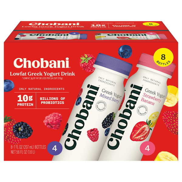 Chobani Lowfat Greek Mixed Berry/Strawberry Banana Yogurt Drink