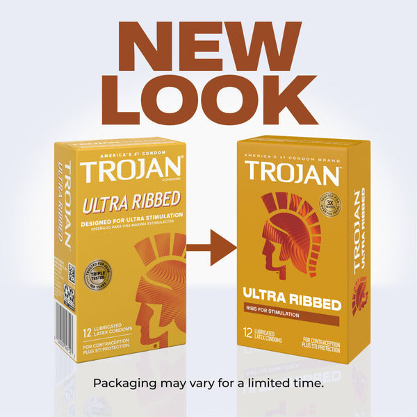 Trojan Ultra Ribbed Premium Lubricant Latex Condoms