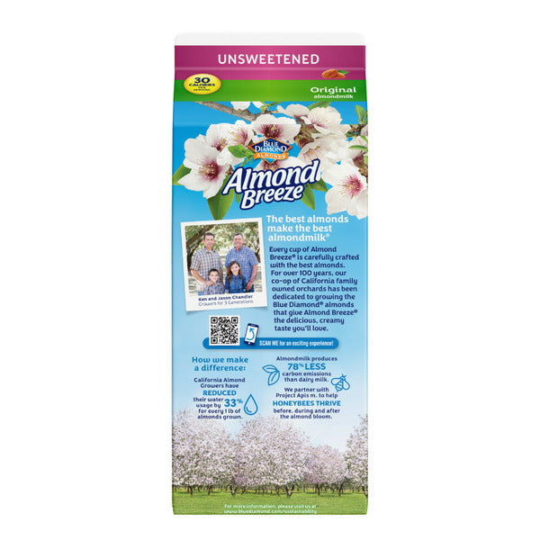 Almond Breeze Unsweetened Original Almondmilk Non Dairy Milk Alternative