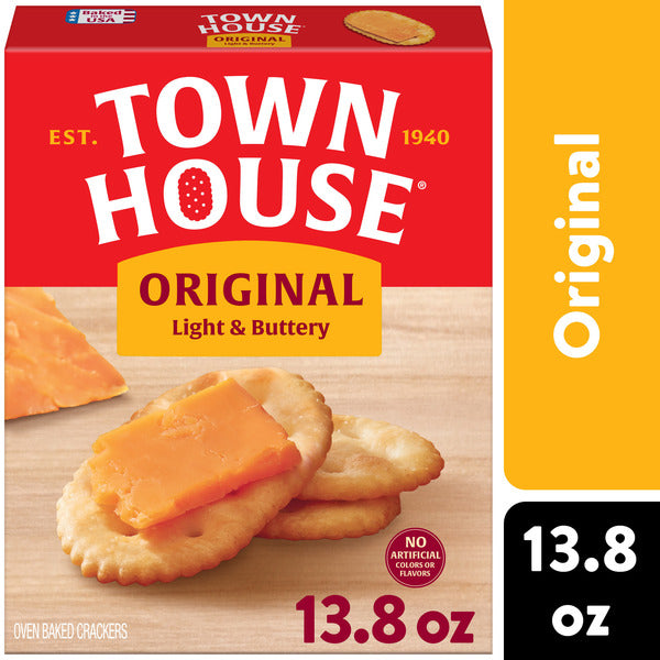 Town House Original Oven Baked Crackers, Salty Snacks, 13.8 oz