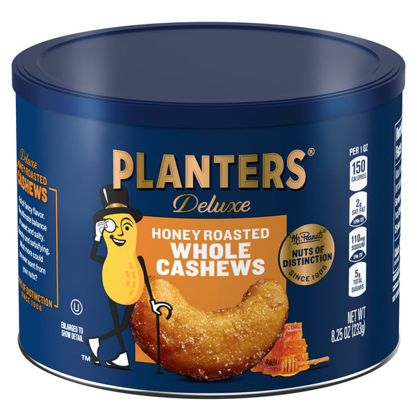 Planters Deluxe Whole Cashews Honey Roasted, 8.25 OZ