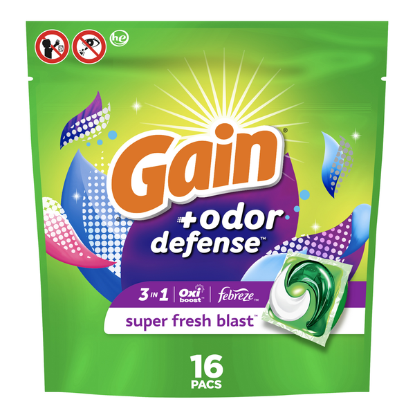 Gain Flings Odor Defense Laundry Detergent Pacs, Super Fresh
