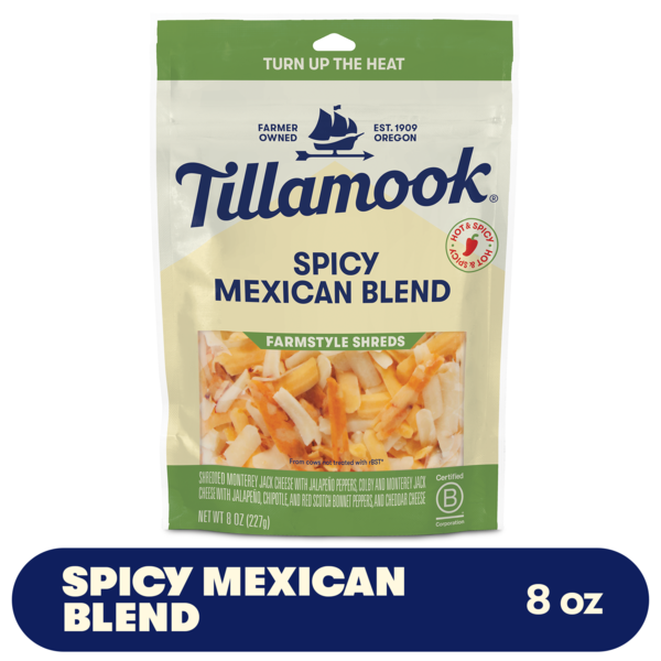 Tillamook Farmstyle Spicy Mexican Blend Shredded Cheese, 8oz