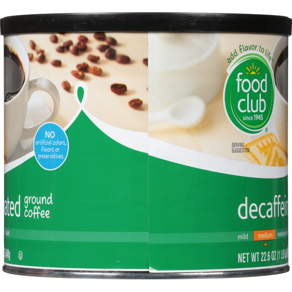 Food Club Coffee, Ground, Decaffeinated, Medium