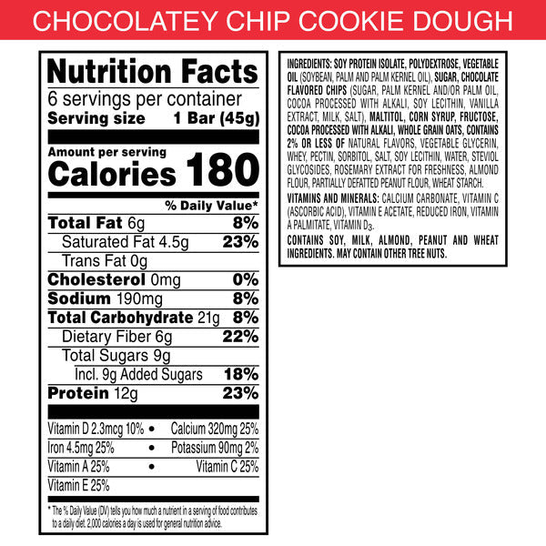 Special K Bar Chocolatey Chip Cookie Dough Protein Meal Bars