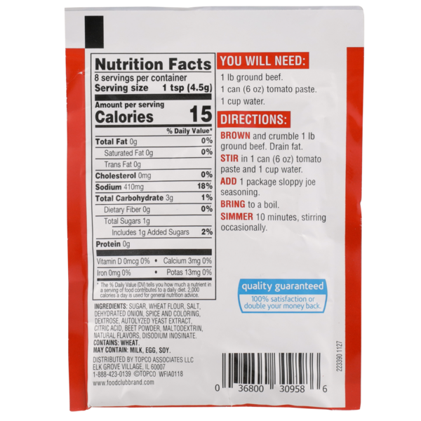 Food Club Sloppy Joe Seasoning Mix