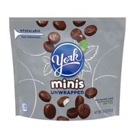 YORK Minis Unwrapped Dark Chocolate Peppermint Patties, Candy Bag, 7.6 oz