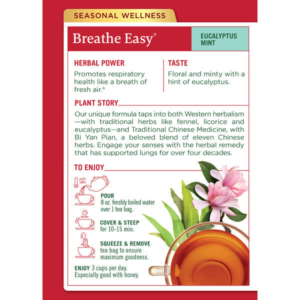 Traditional Medicinals Seasonal Teas Breathe Easy Naturally Caffeine Free Herbal Tea