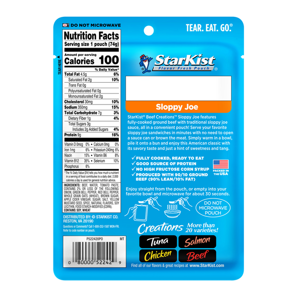 StarKist Seasoned Beef, in Sauce, Sloppy Joe