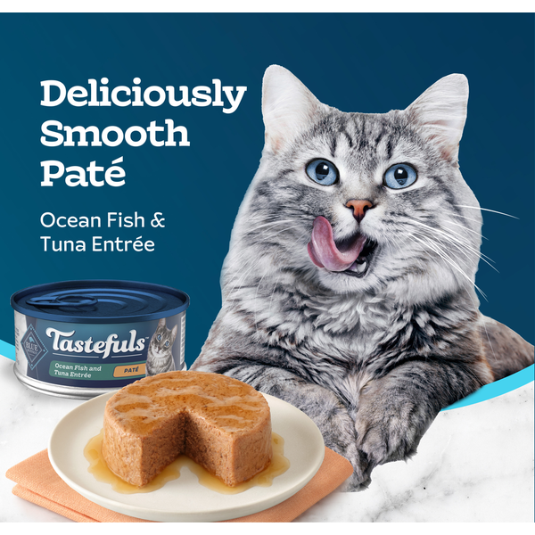 Blue Buffalo Tastefuls Natural Pate Wet Cat Food, Ocean Fish & Tuna Entrée