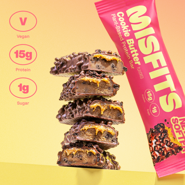 Misfits Plant Based Protein Bar, Vegan, High Protein, Cookie Butter