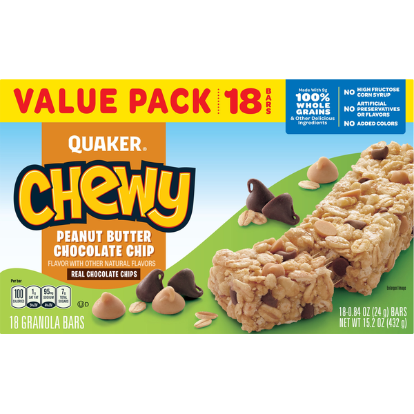Quaker Granola Bars, Peanut Butter Chocolate Chip, Value Pack