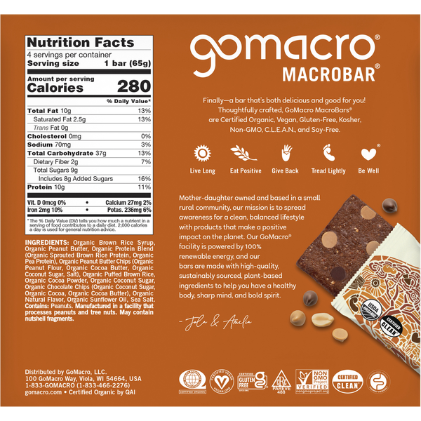 GoMacro Double Chocolate + Peanut Butter Chips MacroBar