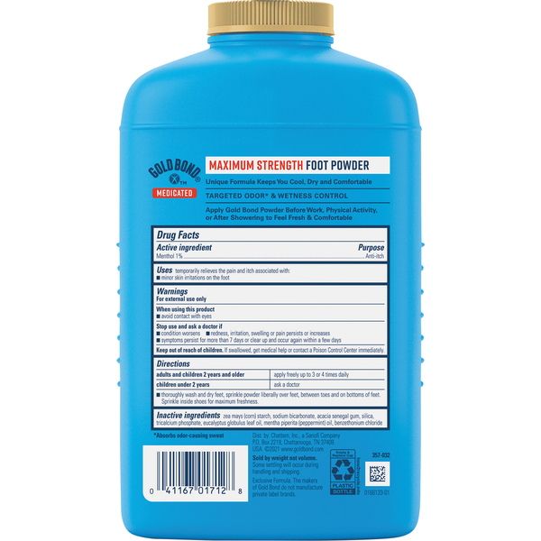 Gold Bond Foot Powder, Maximum Strength, Medicated