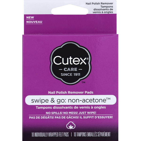Cutex Nail Polish Remover Pads, Swipe & Go: Non-Acetone